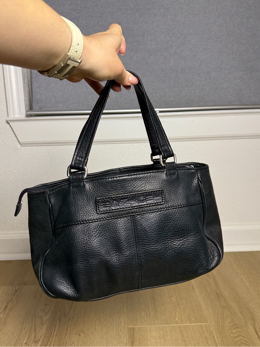 Fossil black leather organizer handbag
